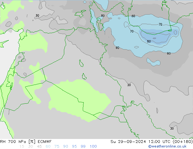 RH 700 hPa ECMWF Su 29.09.2024 12 UTC