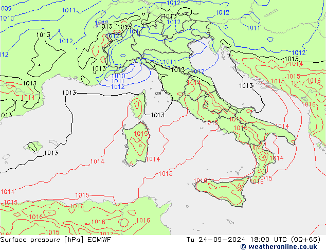 pressão do solo ECMWF Ter 24.09.2024 18 UTC