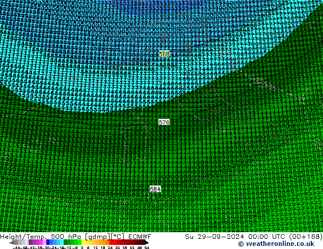 Height/Temp. 500 hPa ECMWF So 29.09.2024 00 UTC