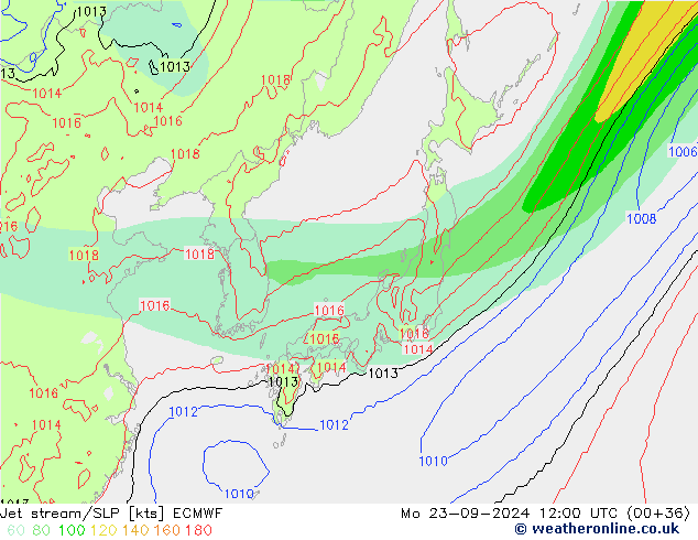 Polarjet/Bodendruck ECMWF Mo 23.09.2024 12 UTC