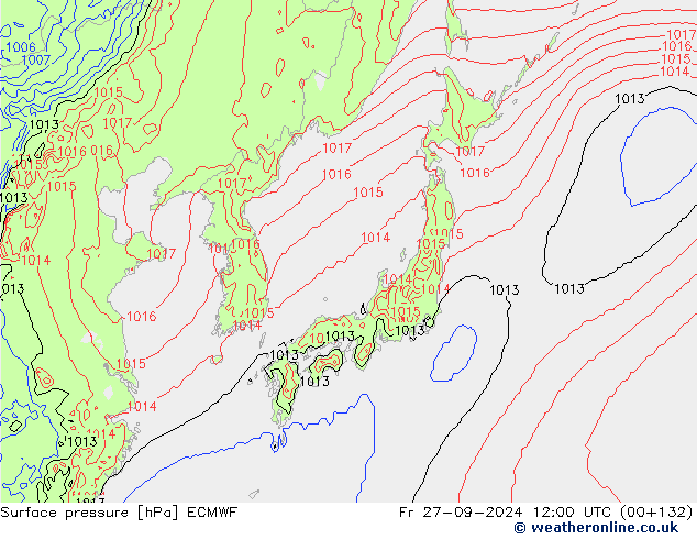 Yer basıncı ECMWF Cu 27.09.2024 12 UTC