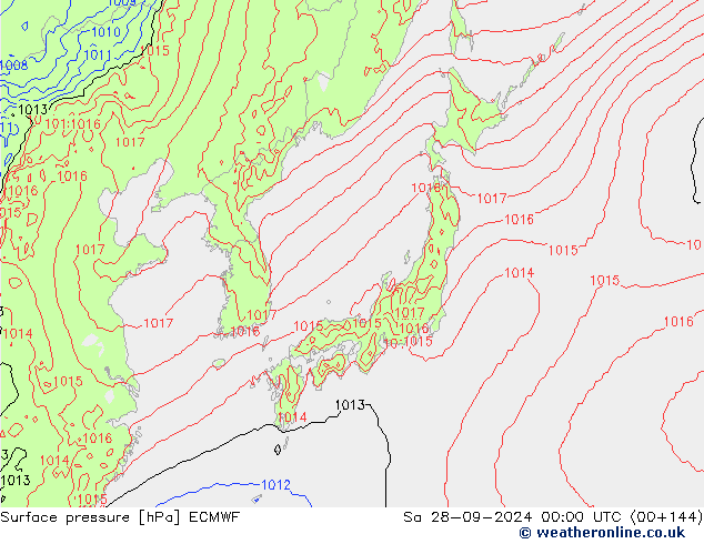 Surface pressure ECMWF Sa 28.09.2024 00 UTC