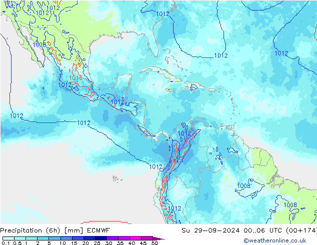 осадки (6h) ECMWF Вс 29.09.2024 06 UTC