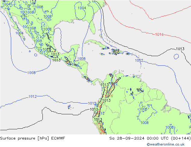 Surface pressure ECMWF Sa 28.09.2024 00 UTC