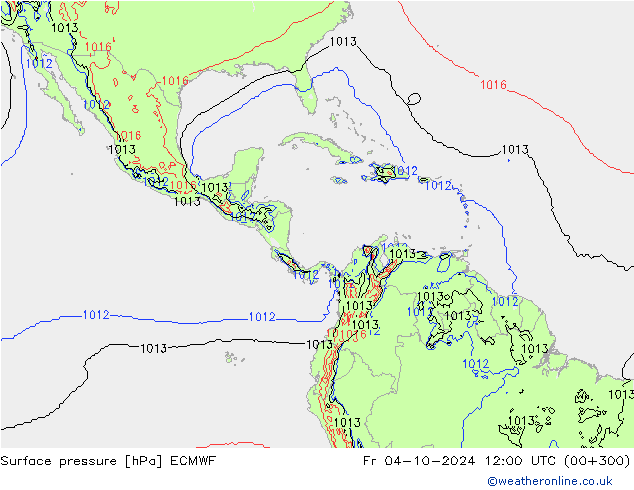 pressão do solo ECMWF Sex 04.10.2024 12 UTC