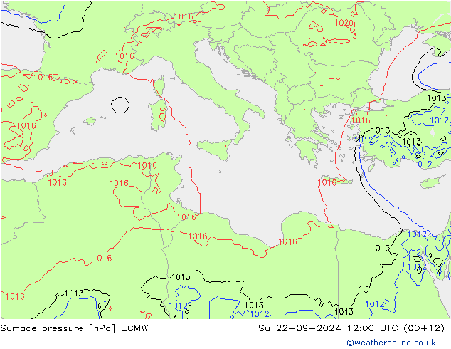 Bodendruck ECMWF So 22.09.2024 12 UTC