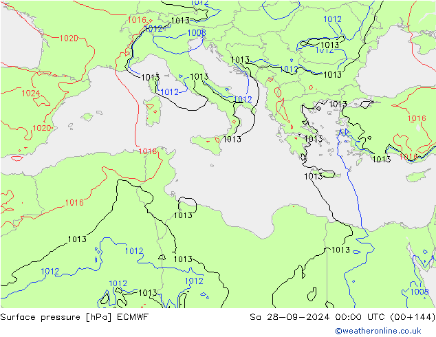 Surface pressure ECMWF Sa 28.09.2024 00 UTC