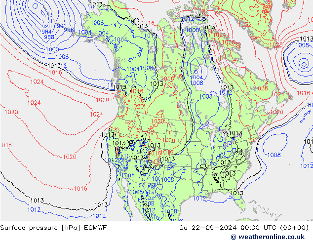 地面气压 ECMWF 星期日 22.09.2024 00 UTC