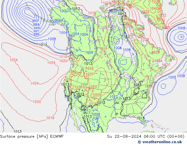 Surface pressure ECMWF Su 22.09.2024 06 UTC