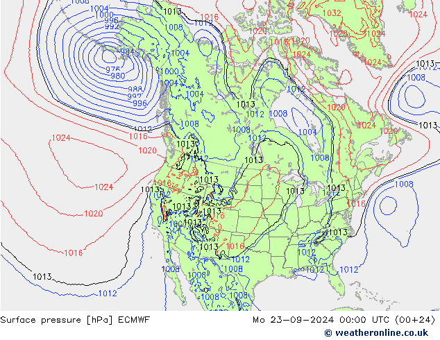 приземное давление ECMWF пн 23.09.2024 00 UTC