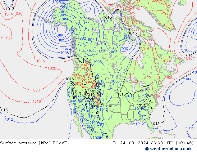 地面气压 ECMWF 星期二 24.09.2024 00 UTC