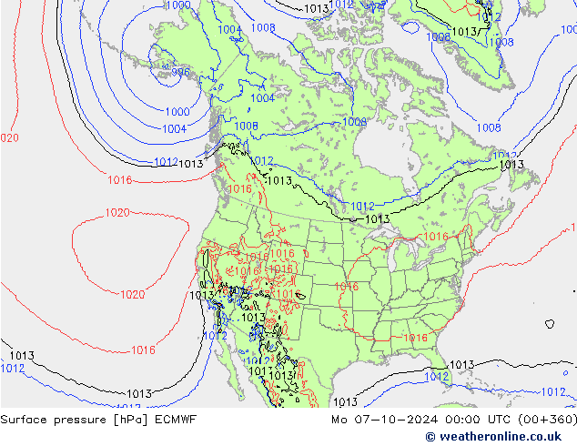 地面气压 ECMWF 星期一 07.10.2024 00 UTC