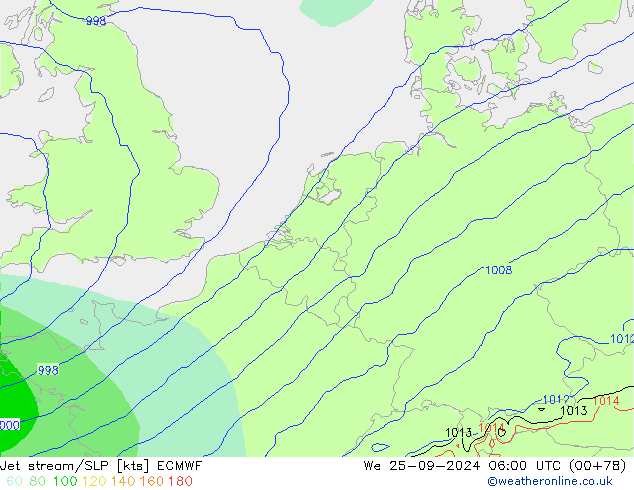 джет/приземное давление ECMWF ср 25.09.2024 06 UTC