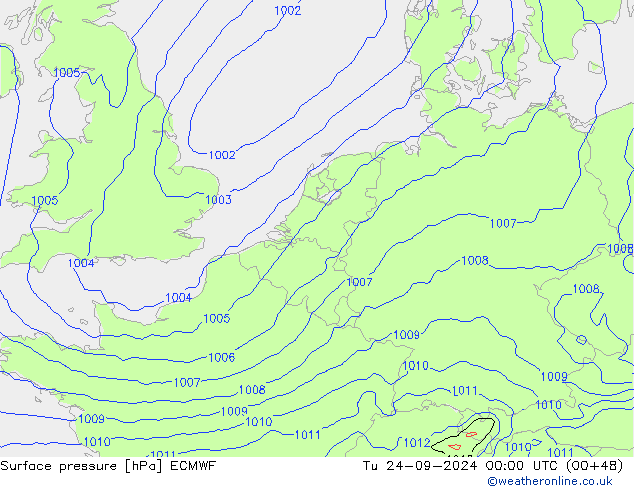 地面气压 ECMWF 星期二 24.09.2024 00 UTC