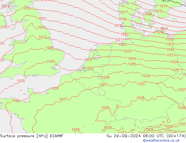 приземное давление ECMWF Вс 29.09.2024 06 UTC