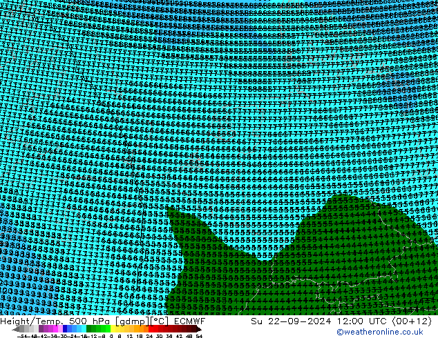 Height/Temp. 500 hPa ECMWF 星期日 22.09.2024 12 UTC