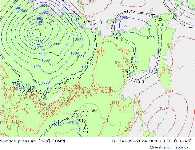 Bodendruck ECMWF Di 24.09.2024 00 UTC