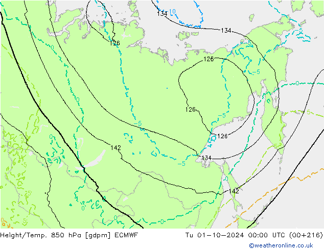 Height/Temp. 850 hPa ECMWF Ter 01.10.2024 00 UTC