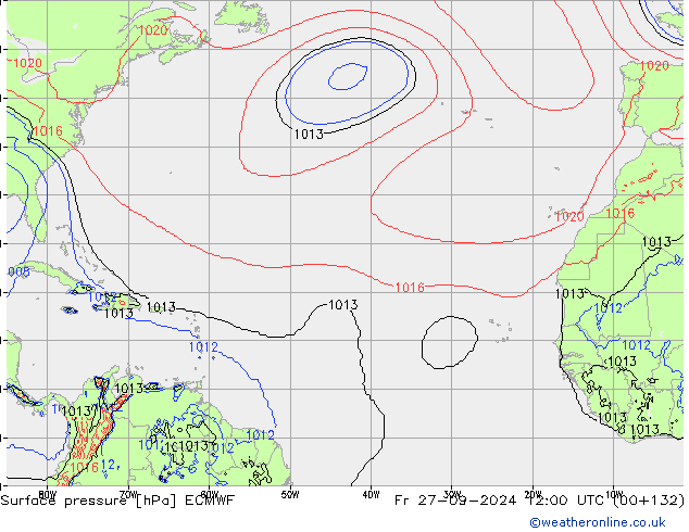 Surface pressure ECMWF Fr 27.09.2024 12 UTC