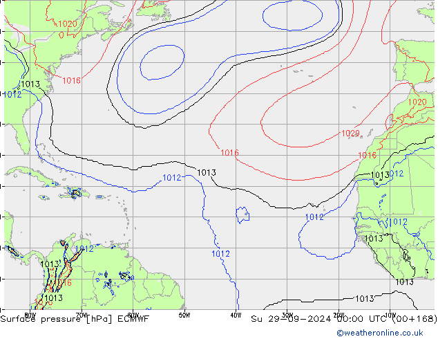 Presión superficial ECMWF dom 29.09.2024 00 UTC