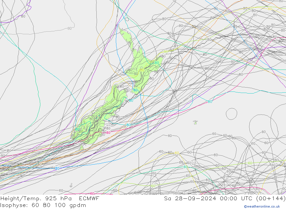 Height/Temp. 925 hPa ECMWF Sa 28.09.2024 00 UTC