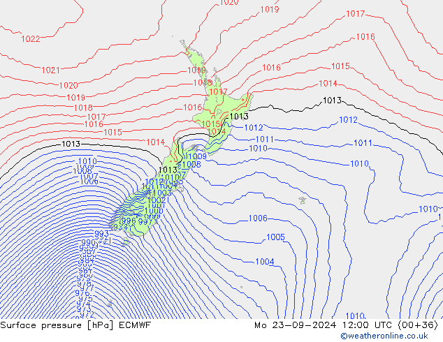 Bodendruck ECMWF Mo 23.09.2024 12 UTC