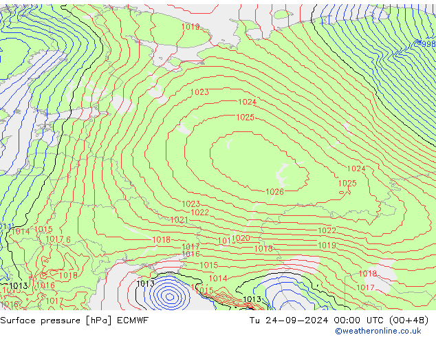 Bodendruck ECMWF Di 24.09.2024 00 UTC