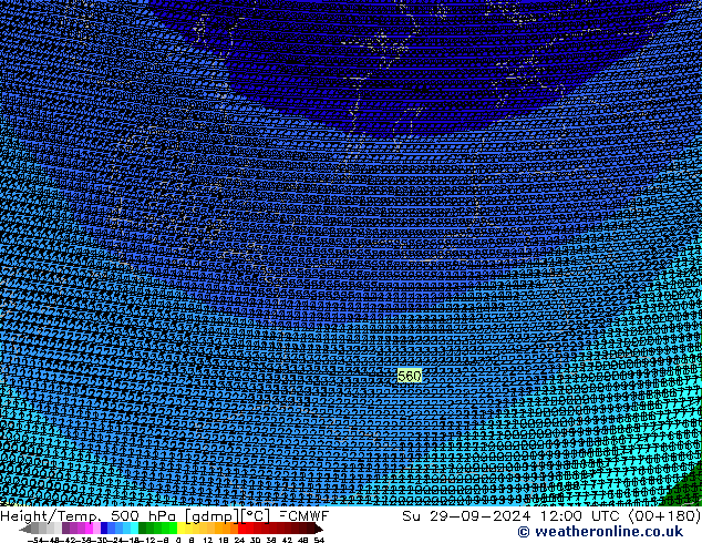 Height/Temp. 500 hPa ECMWF Ne 29.09.2024 12 UTC