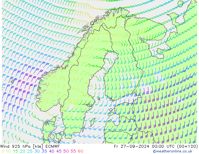 Wind 925 hPa ECMWF vr 27.09.2024 00 UTC