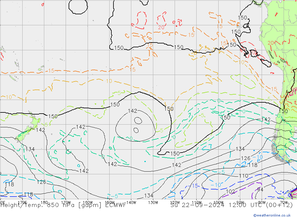 Height/Temp. 850 гПа ECMWF Вс 22.09.2024 12 UTC