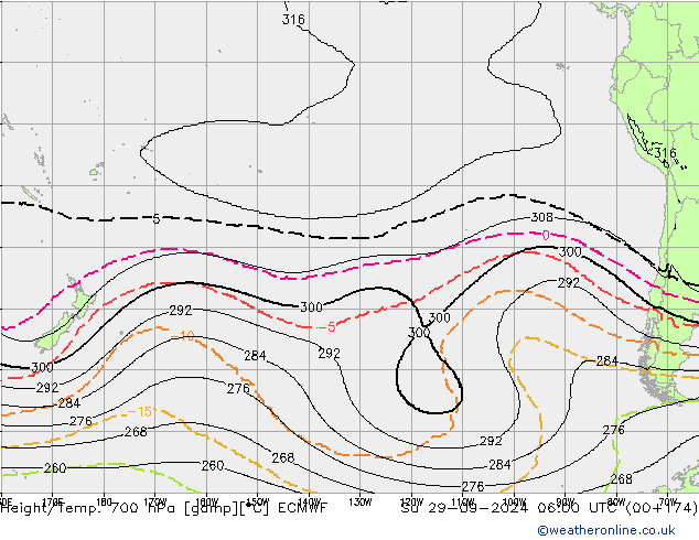 Height/Temp. 700 hPa ECMWF Ne 29.09.2024 06 UTC