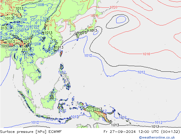 приземное давление ECMWF пт 27.09.2024 12 UTC