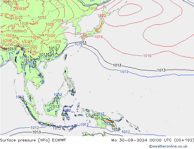 Surface pressure ECMWF Mo 30.09.2024 00 UTC