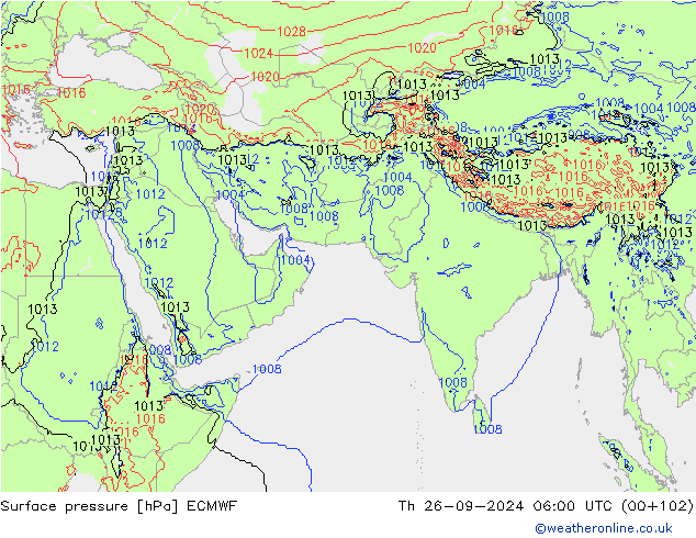 pressão do solo ECMWF Qui 26.09.2024 06 UTC