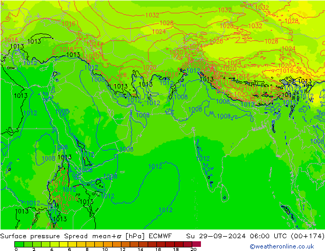 Surface pressure Spread ECMWF Su 29.09.2024 06 UTC