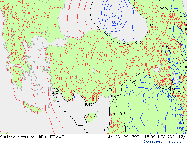 Pressione al suolo ECMWF lun 23.09.2024 18 UTC