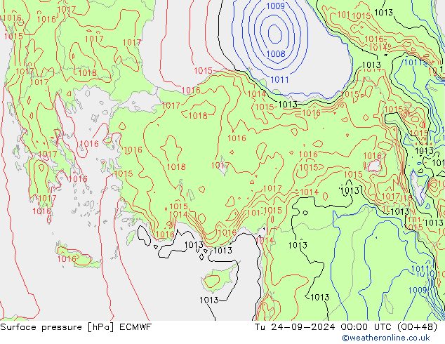 pressão do solo ECMWF Ter 24.09.2024 00 UTC