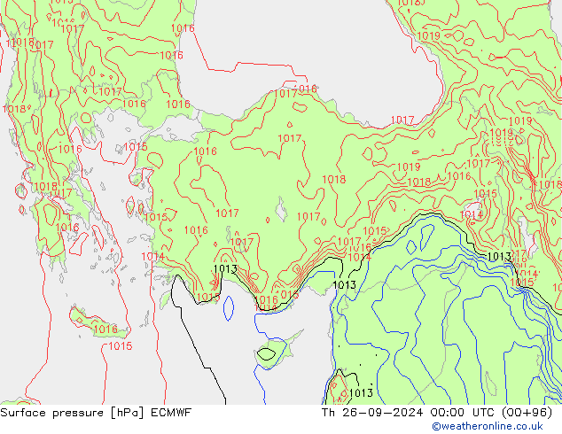 Surface pressure ECMWF Th 26.09.2024 00 UTC