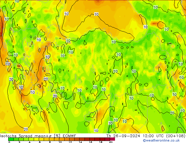 Isotachs Spread ECMWF Th 26.09.2024 12 UTC