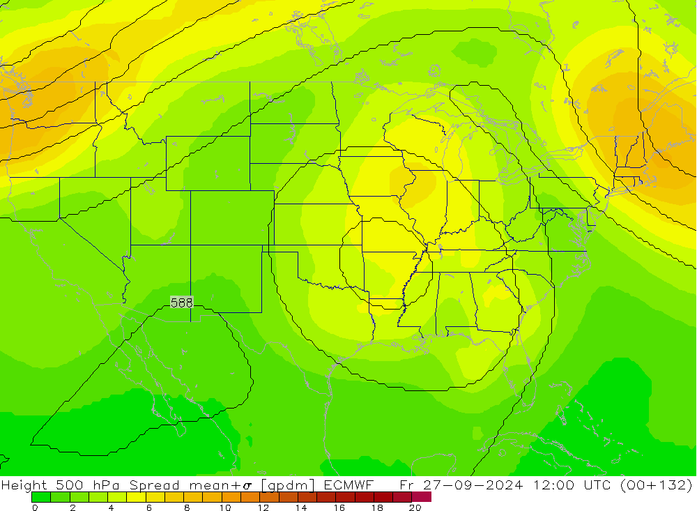 Height 500 hPa Spread ECMWF Fr 27.09.2024 12 UTC