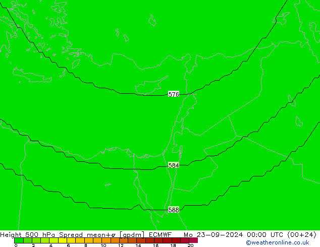 Height 500 hPa Spread ECMWF Seg 23.09.2024 00 UTC