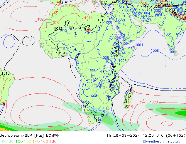 Jet stream/SLP ECMWF Th 26.09.2024 12 UTC