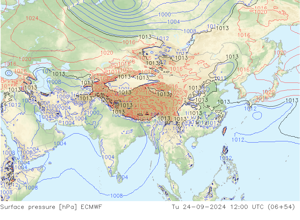 приземное давление ECMWF вт 24.09.2024 12 UTC