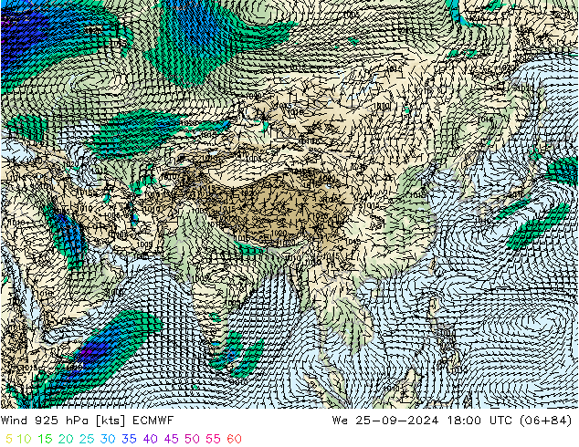 Wind 925 hPa ECMWF We 25.09.2024 18 UTC