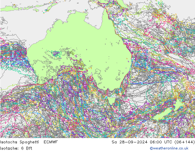 Isotachs Spaghetti ECMWF Sa 28.09.2024 06 UTC