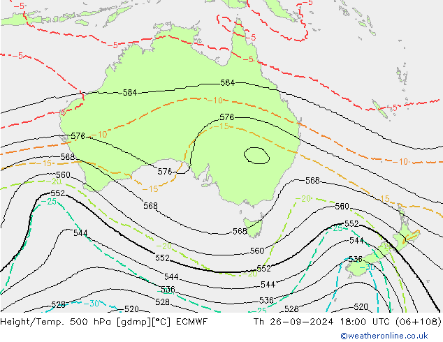 Height/Temp. 500 гПа ECMWF чт 26.09.2024 18 UTC