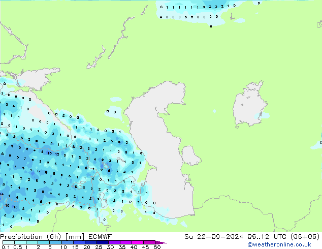 Precipitação (6h) ECMWF Dom 22.09.2024 12 UTC