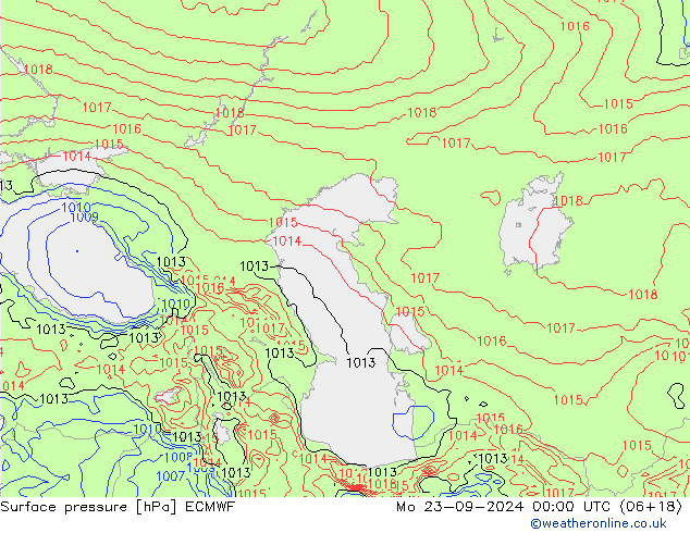 Pressione al suolo ECMWF lun 23.09.2024 00 UTC