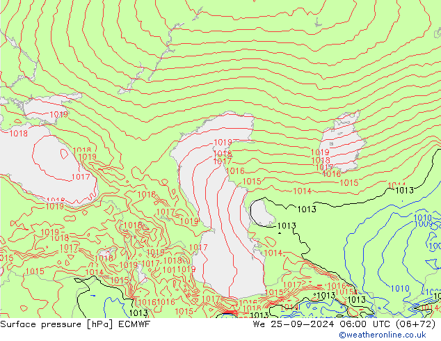 Surface pressure ECMWF We 25.09.2024 06 UTC