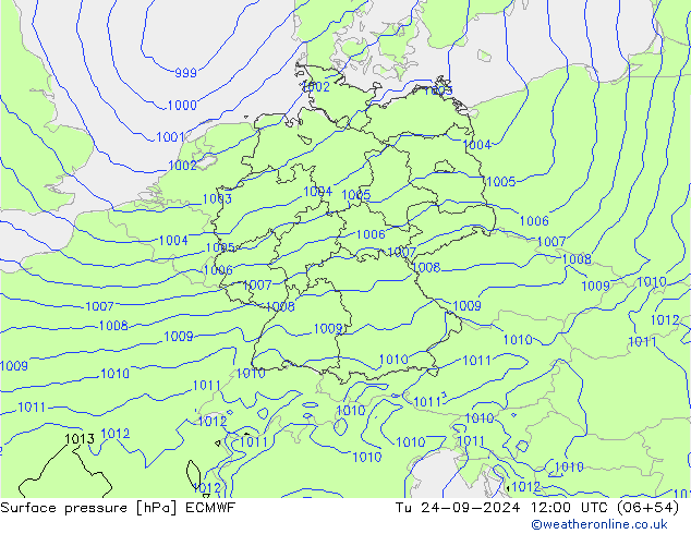 ciśnienie ECMWF wto. 24.09.2024 12 UTC